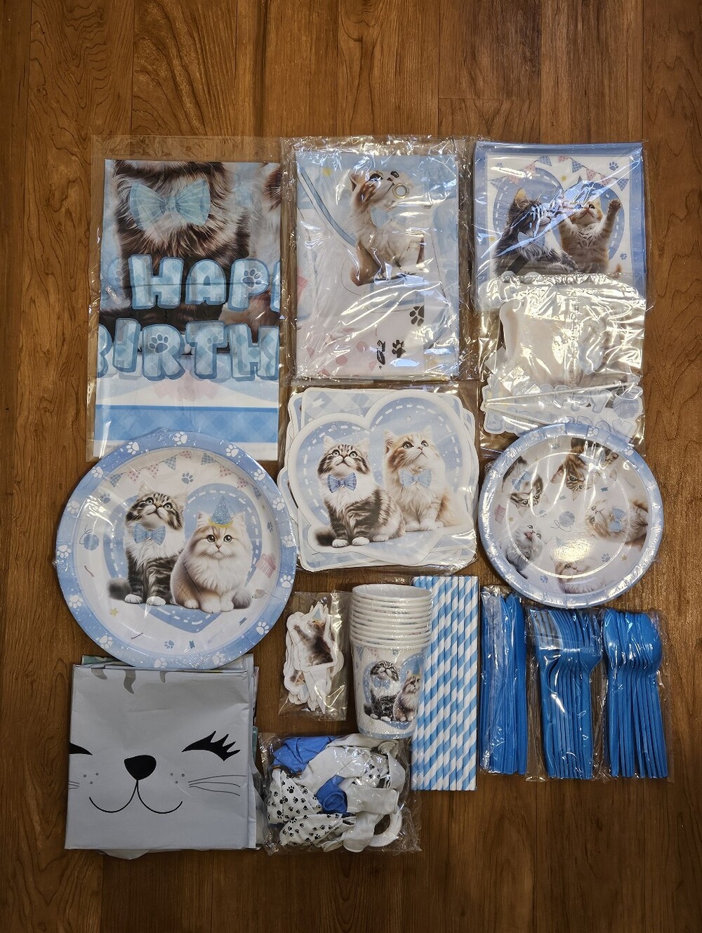 Blue Kitten Birthday Party Supplies Set - Home Party Supplies